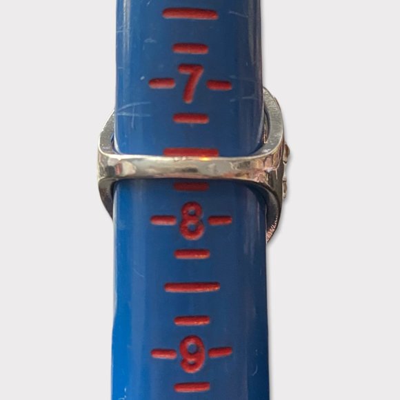 Beautiful Large High Polished Silver & Diamonds Cocktail Ring - Size 7 1/2 - Picture 6 of 10